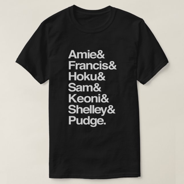 Personalisierte Familienmitgliedsnamen T-Shirt (Design vorne)