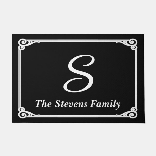 Personalisierte Familienname & Initial Türmatte •  (Vorderseite)