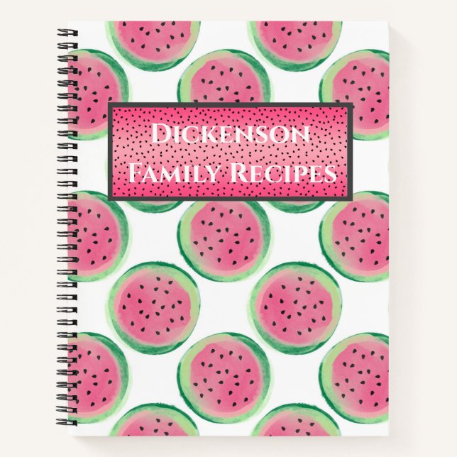 Personalisierte Familienrezepte mit Wassermelonen Notizbuch (Vorderseite)