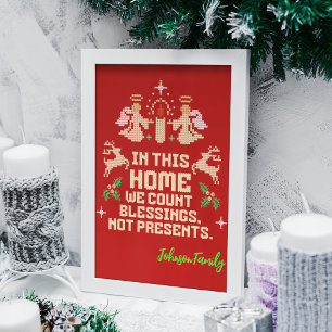 Personalisierte Familiensegnung Weihnachtszeichen Poster