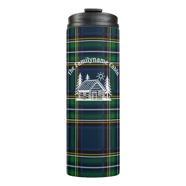 Personalisierte Familienzimmer Kariert Thermosbecher (Vorderseite)