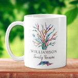 Personalisierte Family Tree Family Wiedersehen Kaf Kaffeetasse<br><div class="desc">Diese stilvolle Family Wiedersehen Tasse verfügt über einen bunten Mosaikbaum. Einfach mit Ihrem Familiennamen anpassbar. Weil wir unsere eigenen Kunstwerke erstellen,  werden Sie dieses exakte Bild von anderen Designern nicht finden. Original Mosaik © Michele Davies.</div>