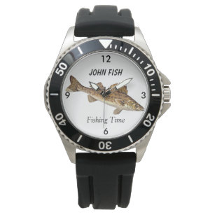 Personalisierte "Fangzeit" mit Walleye Pike Armbanduhr