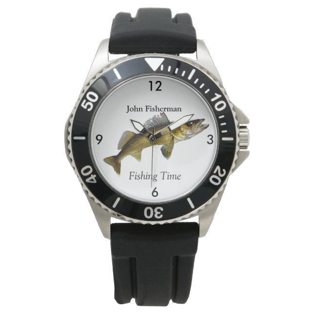 Personalisierte "Fangzeit" mit Walleye Pike Watc Armbanduhr (Vorderseite)