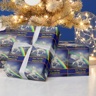 Personalisierte Fantasie der fliegenden Einhorn-Pf Geschenkpapier