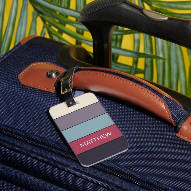 Personalisierte Farbblockstreifen Linien Kunstmust Gepäckanhänger (Vorderseite Insitu 1)