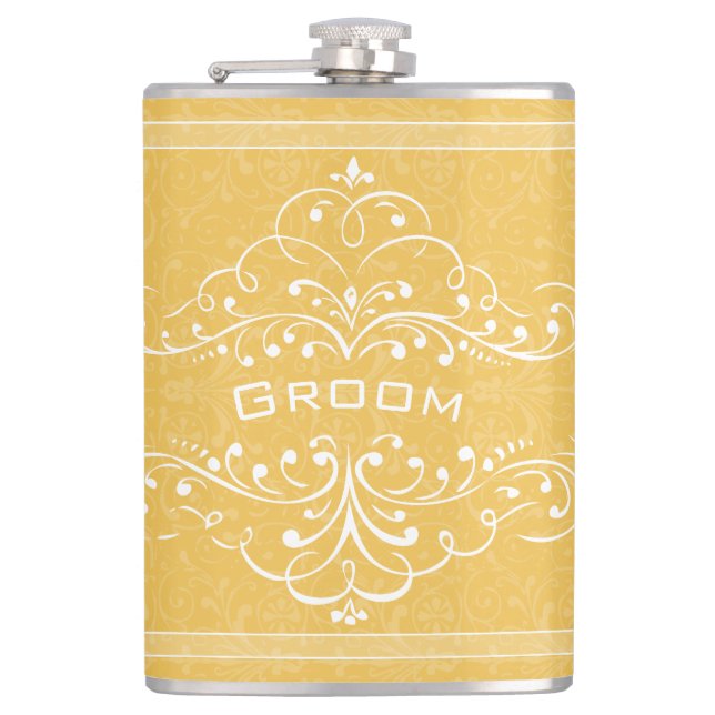 Personalisierte Farbe Vintag Geblüht Farbe Flachmann (Vorderseite)