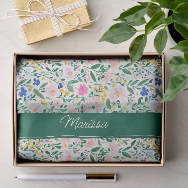 Personalisierte farbenfrohe Blumenmuster Seidenpapier (Geschenk)