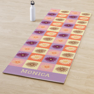 Personalisierte farbenfrohe florale rosa lila indi yogamatte