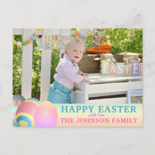 Personalisierte farbenfrohe FROHE OSTERN FOTO Feiertagspostkarte