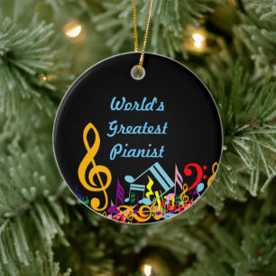 Personalisierte, farbenfrohe Jumbled-Musiknoten au Keramik Ornament