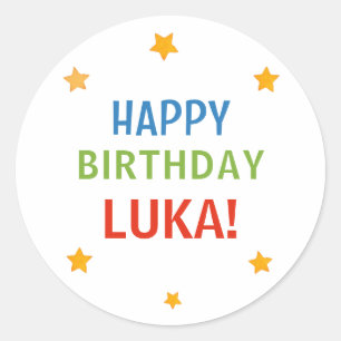Personalisierte farbenfrohe Sterne Alles Gute zum Runder Aufkleber