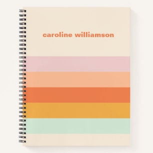 Personalisierte farbenfrohe Streifen Retro Bonbon  Notizbuch