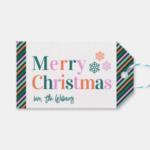 Personalisierte farbenfrohe Typografie Frohe Weihn Geschenkanhänger