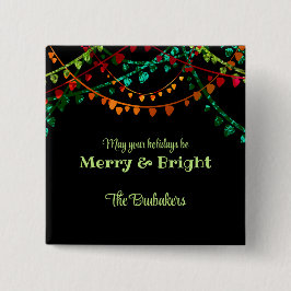 Personalisierte, farbenfrohe Weihnachtsbeleuchtung Button