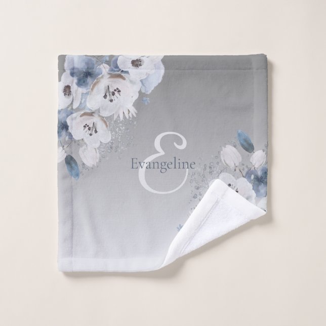 Personalisierte Farbflora-Monogramm Badhandtuch Set (Waschlappen)