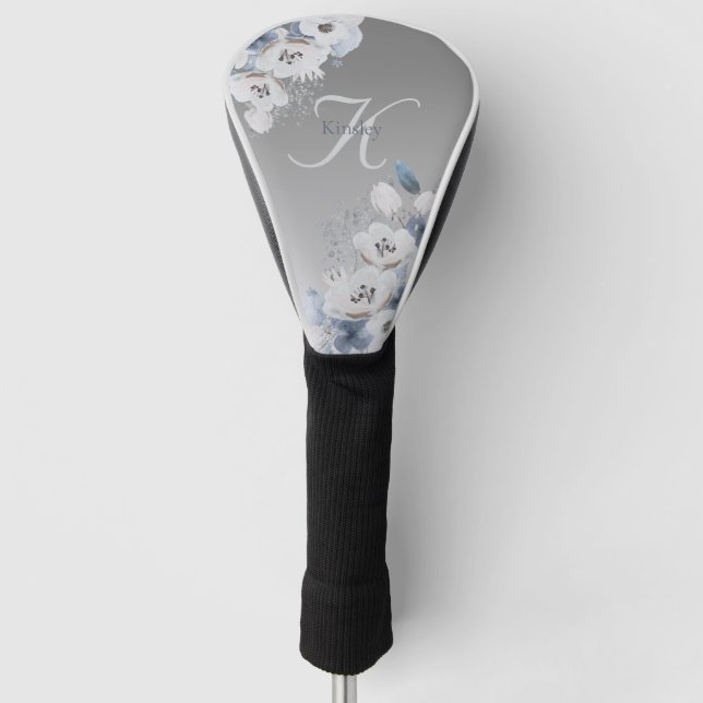 Personalisierte Farbflora-Monogramm Golf Headcover (Vorderseite)