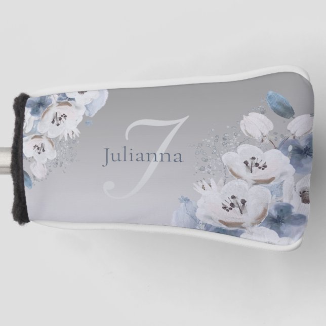 Personalisierte Farbflora-Monogramm Golf Headcover (Vorderseite)