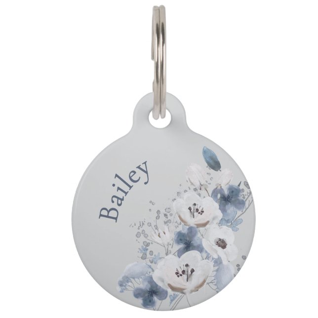 Personalisierte Farbflora-Monogramm Haustiermarke (Vorderseite)