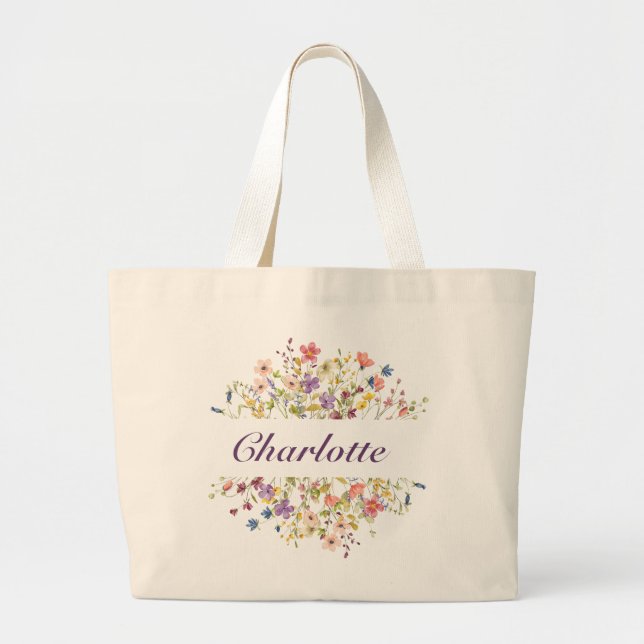 Personalisierte farbige Blume Jumbo Stoffbeutel (Vorne)