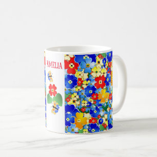 Personalisierte farbige Blume Kinder Kaffeetasse