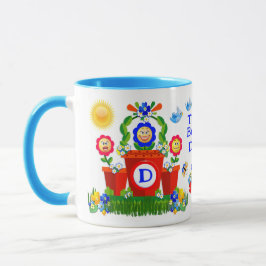 Personalisierte farbige Blume mit Emoji-Gesichtern Tasse