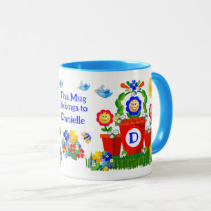 Personalisierte farbige Blume mit Emoji-Gesichtern Tasse