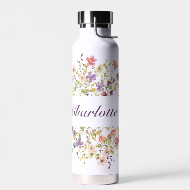 Personalisierte farbige Blume Trinkflasche (Links)