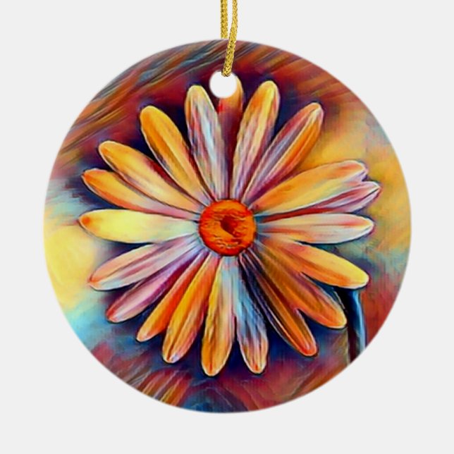 Personalisierte Farbige Daisy Blume Weihnachten Keramik Ornament (Vorne)