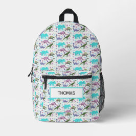 Personalisierte Farbige Dinosaurier Mania Bedruckter Rucksack
