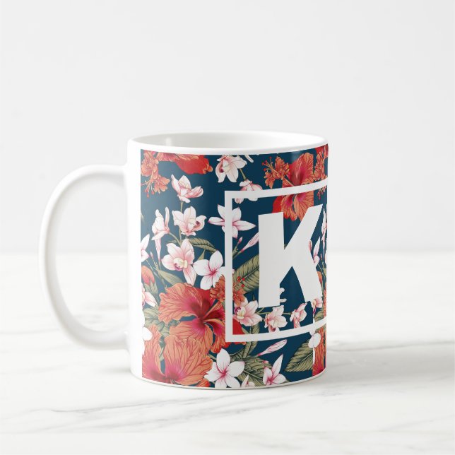 Personalisierte farbige Monogramm-Tasse Kaffeetasse (Links)