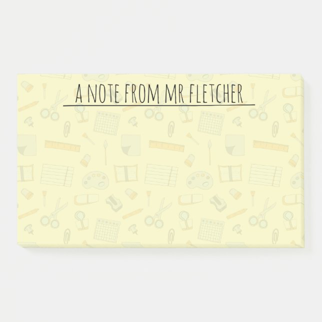 Personalisierte farbige Schulmaterialien-Muster Post-it Klebezettel (Vorderseite)