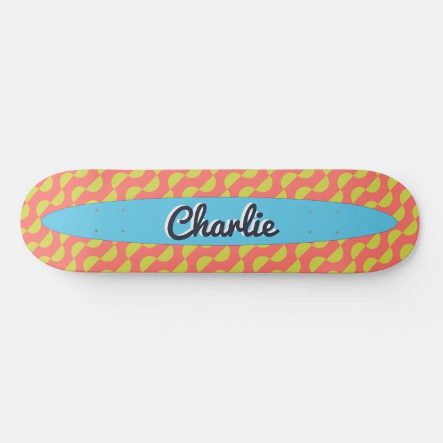 Personalisierte Farbkreise Muster Retro Skateboard (Horizontal)