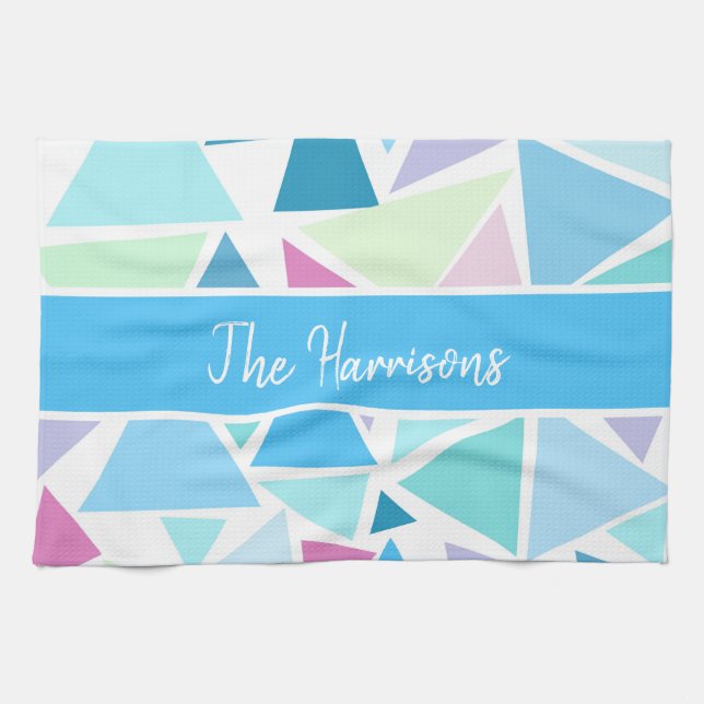 PERSONALISIERTE FARBSCHÖNE DREIECKEN STADT GESCHIRRTUCH (Horizontal)