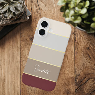 Personalisierte Farbstreifen in Braungold iPhone 16 Hülle