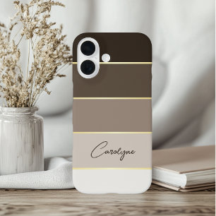 Personalisierte Farbstreifen in Braungold iPhone 16 Hülle