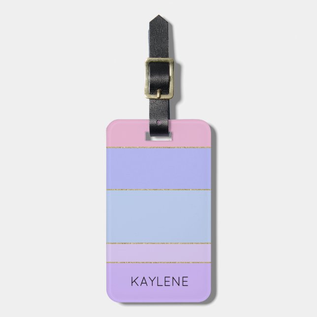 Personalisierte Farbstreifen mit Goldstrimmen - Ge Gepäckanhänger (Vorderseite vertikal)