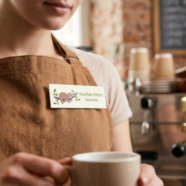 Personalisierte Faultier-Kaffeebar Namensschild (Von Creator hochgeladen)