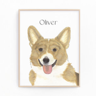Personalisierte Fauna und Weiße Corgi Kunst Fotodruck
