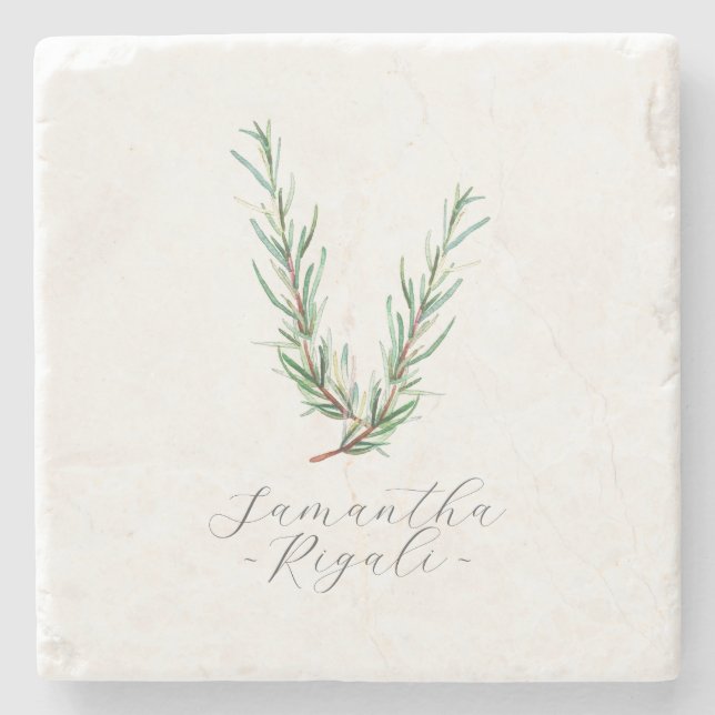 Personalisierte Favoriten Wasserfarbrosemary Steinuntersetzer (Vorderseite)