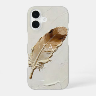 Personalisierte Feder 3D Impasto Warm Neutral iPhone 16 Hülle