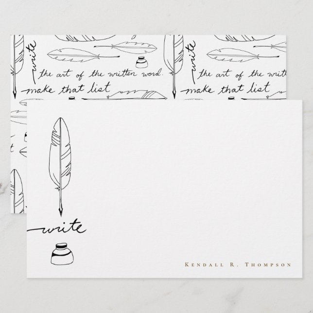 Personalisierte Federkiel-Tinte Handschriftlich Ge Briefpapier (Vorne/Hinten)