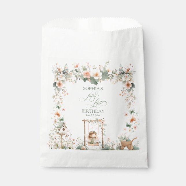 Personalisierte Feen-Erstgeburtstagsfeier Geschenktütchen (Vorderseite)