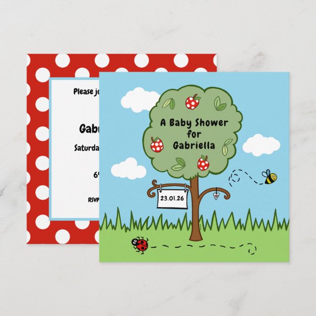 Personalisierte Feier Tree Kinderdusche Einladung (Vorne/Hinten)