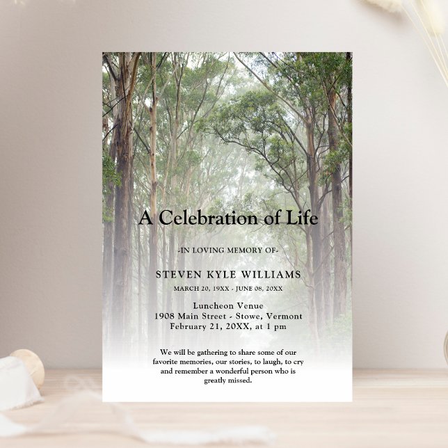 Personalisierte Feier zum Bestattungswald Einladung (Forest Celebration of Life Invitation)
