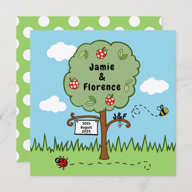 Personalisierte Feierlichkeiten Tree Einladung Hoc (Vorne/Hinten)