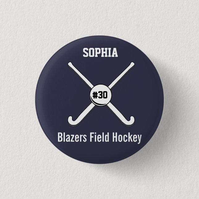 Personalisierte Feld-Hockey-Team-Namen-Jersey-Zahl Button (Vorderseite)