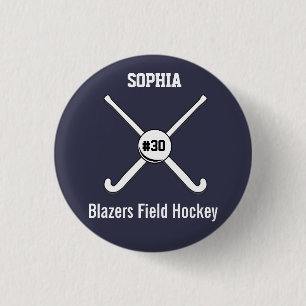 Personalisierte Feld-Hockey-Team-Namen-Jersey-Zahl Button