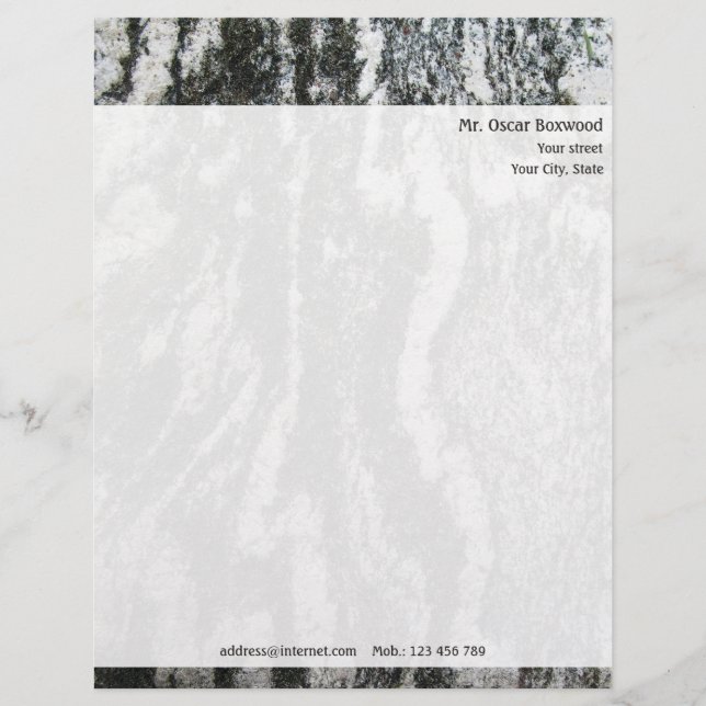 Personalisierte Felsen-Beschaffenheit mit Briefbogen (Vorderseite)