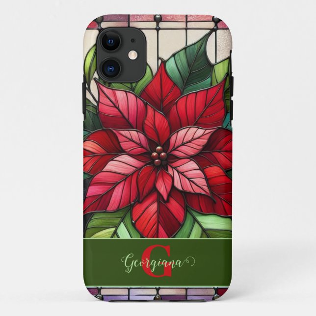 Personalisierte festgehaltene Gläser Poinsettia Case-Mate iPhone Hülle (Rückseite)